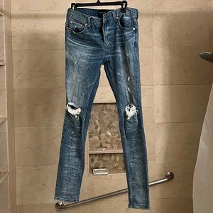 PacSun stacked skinny ripped blue jeans, medium wash, 32x32, excellent condition